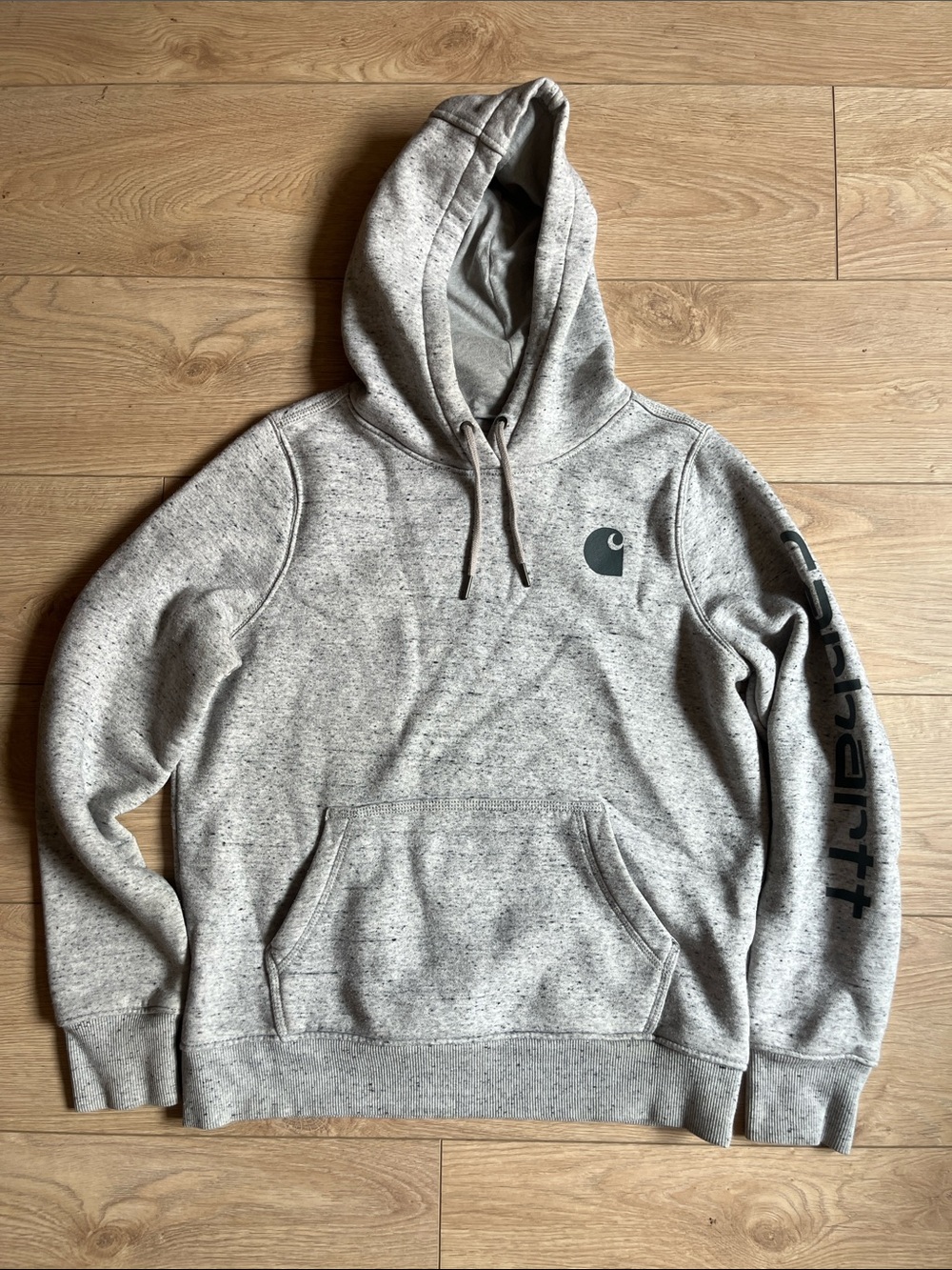 Carhartt Heather Gray Pullover Hoodie with Sleeve Logo